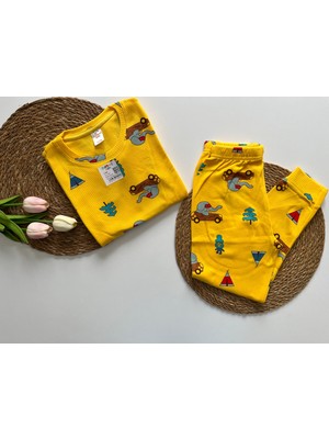 Elmas Kids  Organik Pamuklu Kısa Kollu & Uzun Paça Erkek Çocuk Pijama Takımı