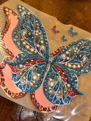 Gönülden Tasarım Ütü Ile Yapışan Etnik Kelebek Transfer Baskı Tişört Baskı Arma 28X24 cm