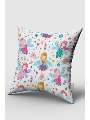 Bebemotto Peri Kızları, Çift Taraflı, Ithal Kadife Kumaş, Çocuk Bebek Odası Kırlent Kılıfı