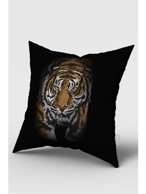 Bebemotto 3D Kaplan Siyah Temalı, Çift Taraflı, Ithal Kadife Kumaş, Çocuk Bebek Odası Kırlent Kılıfı