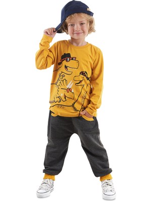 Denokids Cool Dinolar Erkek Çocuk T-Shirt Pantolon Takım