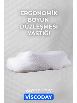 Viscoday Beyaz Cloudcomfort Ortopedik Boyun Destek Yastığı Düz Viskon 1+ Hava Geçirgen Visco 35 x 60 cm