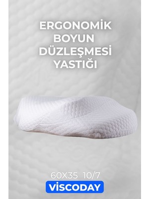 Viscoday Beyaz Cloudcomfort Ortopedik Boyun Destek Yastığı Düz Viskon 1+ Hava Geçirgen Visco 35 x 60 cm