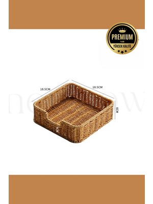 New Now Kahverengi Rattan Kare Peçetelik, Rattan Düzenleyici Hasır 18 x 18