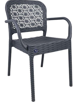 Mandella Plastik Ares Rattan Koltuk (4 Adet) Antrasit Gri Standart