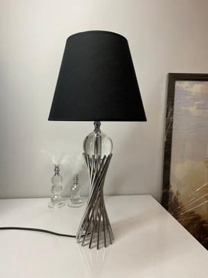 Asellus Modern Misbah Burgu Abajur Masa Lambası Kristal Camlı Krom Kaplama (Gümüş Renk) , Lampshade E27 1 C