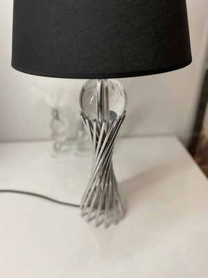 Asellus Modern Misbah Burgu Abajur Masa Lambası Kristal Camlı Krom Kaplama (Gümüş Renk) , Lampshade E27 1 C