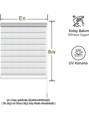 Mekstor Düz Geniş Pliseli Beyaz Zebra Perde