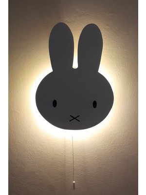 CoolKids Studio Beyaz Miffy Gece Lambası Pilli LED Aydınlatma Ahşap 8 + Ledli GU10