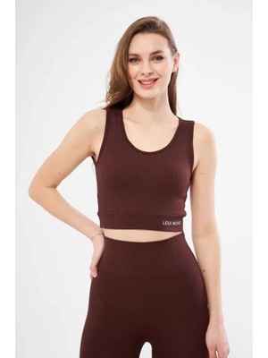 Alinn Butikk Fitilli Baskılı Crop - Bordo