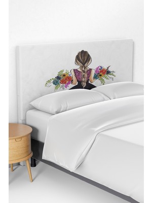 Talia Home Çiçekli Kız Desenli Çocuk Yatak Baza Başlık Kılıfı TLABK-295