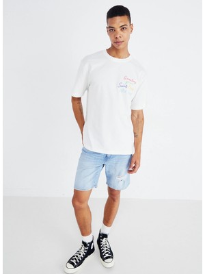 Only & Sons O Yaka Baskılı Beyaz Erkek T-Shirt Onsmanı Lıfe Rlx Hıdeout Ss Tee