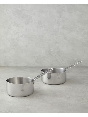 English Home Saucemate Paslanmaz Çelik 2'li Sos Tencere Seti 14-16 cm Silver