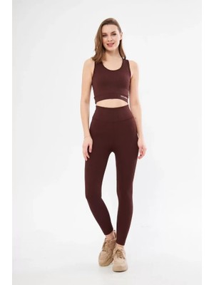 Tua Moda Crop Tayt Ikili Spor Takımı - Bordo