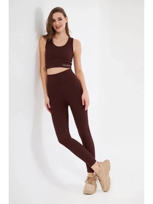 Tua Moda Crop Tayt Ikili Spor Takımı - Bordo