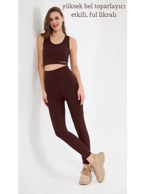 Tua Moda Crop Tayt Ikili Spor Takımı - Bordo