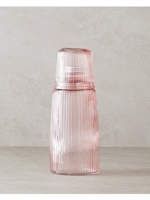 English Home Botelya Cam Başucu Sürahi Pembe