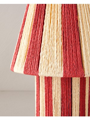 English Home Colorful Striped Kağıt Ip Abajur 12X25X43 cm Kırmızı - Krem