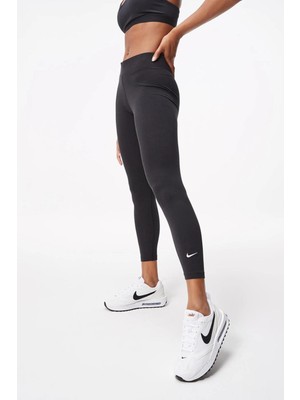 Nike Sportswear Essentials Mid Rise 7/8 Leggings Black Pamuklu Kadın Spor Tayt Siyah