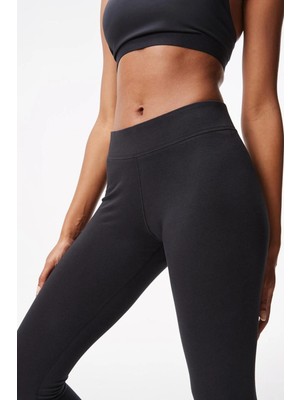 Nike Sportswear Essentials Mid Rise 7/8 Leggings Black Pamuklu Kadın Spor Tayt Siyah