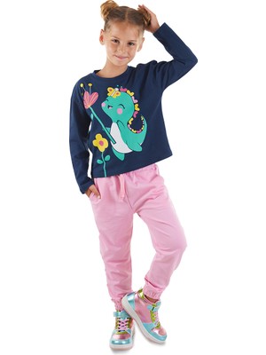 Denokids Tatlı Dino Kız Çocuk T-Shirt Pantolon Takım