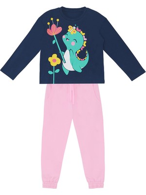 Denokids Tatlı Dino Kız Çocuk T-Shirt Pantolon Takım