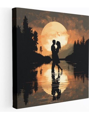 Painted Anarchy Romantik Ayışığı Dans Duvar Sanatı - Romantik, Büyüleyici, Tutku, Siluetler, 30X30