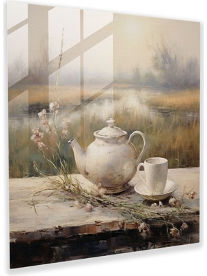 Painted Anarchy Natürmort Cam Baskı - Sakin Çay Saati - Natürmort, Modern Sanat, Ev Dekorasyonu, Çay Fincanı, 30X30