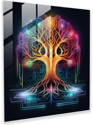 Painted Anarchy Fütüristik Geometrik Hayat Ağacı Duvar Sanatı - Hayat Ağacı, Duvar Sanatı, Ev Dekorasyonu, Fütüristik, 30X30