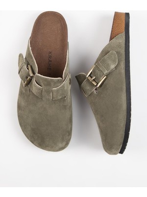 Krähe Sergio Erkek  Deri Sabo  Haki Terlik