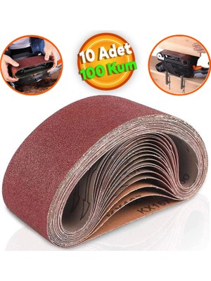 Badem10 100 Kum Sonsuz Bant Tank Palet Zımpara Kağıdı 75 x 533 mm Ahşap ve Metal Yüzeyler İçin 10 Adet