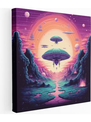 Painted Anarchy Pikselleştirilmiş Uzay Kaşifleri Kanvas Tablo, 30X30 cm