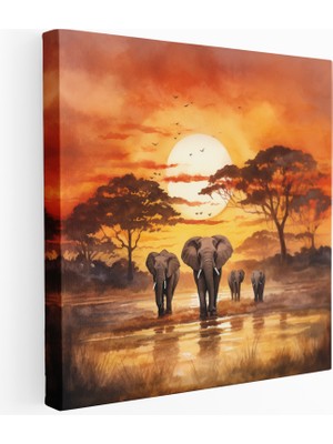 Painted Anarchy Safariden Esinlenen Fil Kanvas Tablo, 30X30 cm