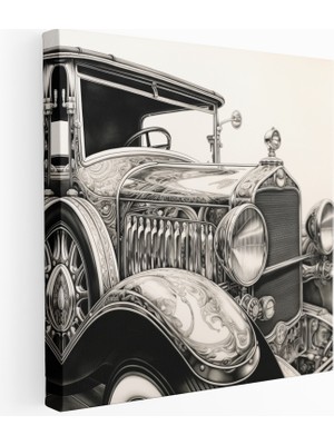 Painted Anarchy Monokrom Antika Araba Kanvas Tablo, 30X30 cm