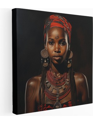 Painted Anarchy Geleneksel Afrikalı Kadın Portresi Kanvas Tablo, 30X30 cm