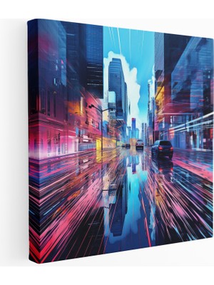 Painted Anarchy Glitchy Şehir Manzarası Kanvas Tablo, 30X30 cm