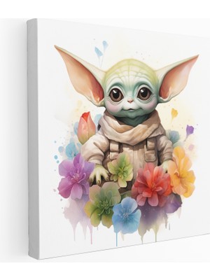 Painted Anarchy Suluboya Bebek Yoda Çiçek Kanvas Tablo, 30X30 cm