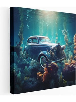 Painted Anarchy Yüzen Klasik Araba Sualtı Kanvas Tablo, 30X30 cm