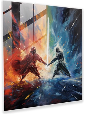 Painted Anarchy Muhteşem Fırça Darbeleri Jedi Sith'e Karşı Cam Baskı, 30X30 cm