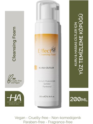 EffectHa Kuru & Hassas Ciltler için Yüz Temizleme Köpüğü 200ml