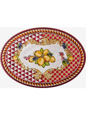 Chiara Alessi Capri Kırmızı Melamin Servis Tabağı 50 cm