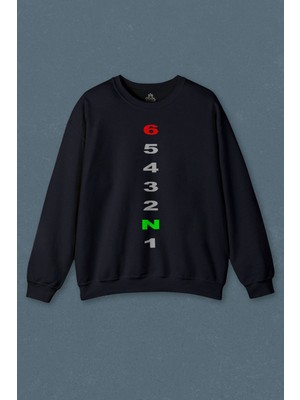 So Cool Lacivert Sweatshirt Motosiklet Vites Red Line Baskılı Unisex Sweat