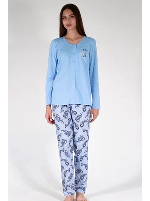 Vienetta Pamuklu Kadın Tamamı Düğmeli Uzun Kol Pijama Takım
, 303270