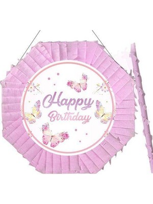 Parti Dükkanım Kelebek Pinyata Pembe 42 Cm + Sopası