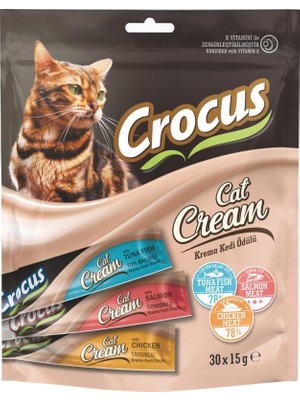 Crocus Çoklu Tavuklu & Ton Balıklı & Somonlu Krema Kedi Ödülü 30x