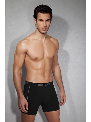 Erkek Modal Çizgili Siyah Normal Paça Boxer C0T8N7O1