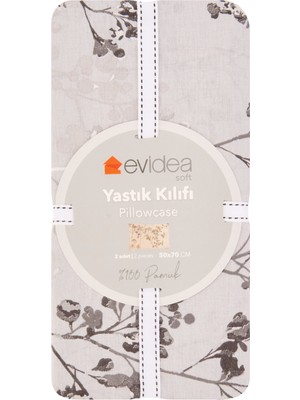 Evidea Soft Cadare 2'li Yastık Kılıfı - Gri / Beyaz - 50X70 cm