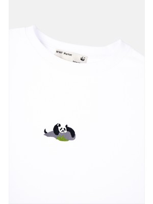 WWF Market Giant Panda Crop Light-Weight T-Shirt - Beyaz