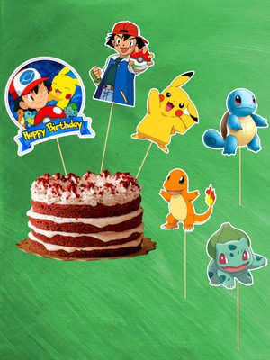 Pokemon Happy Birthday Doğum Günü Pasta Süsü