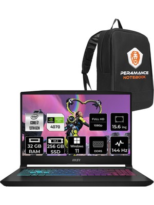 MSI Katana 15 i7 13620H RTX 4070 8GB 32GB RAM 256GB SSD 15.6" FHD 144Hz Win11 Pro B13VGK2023XTRP396 Gaming Laptop + Per4 Çanta